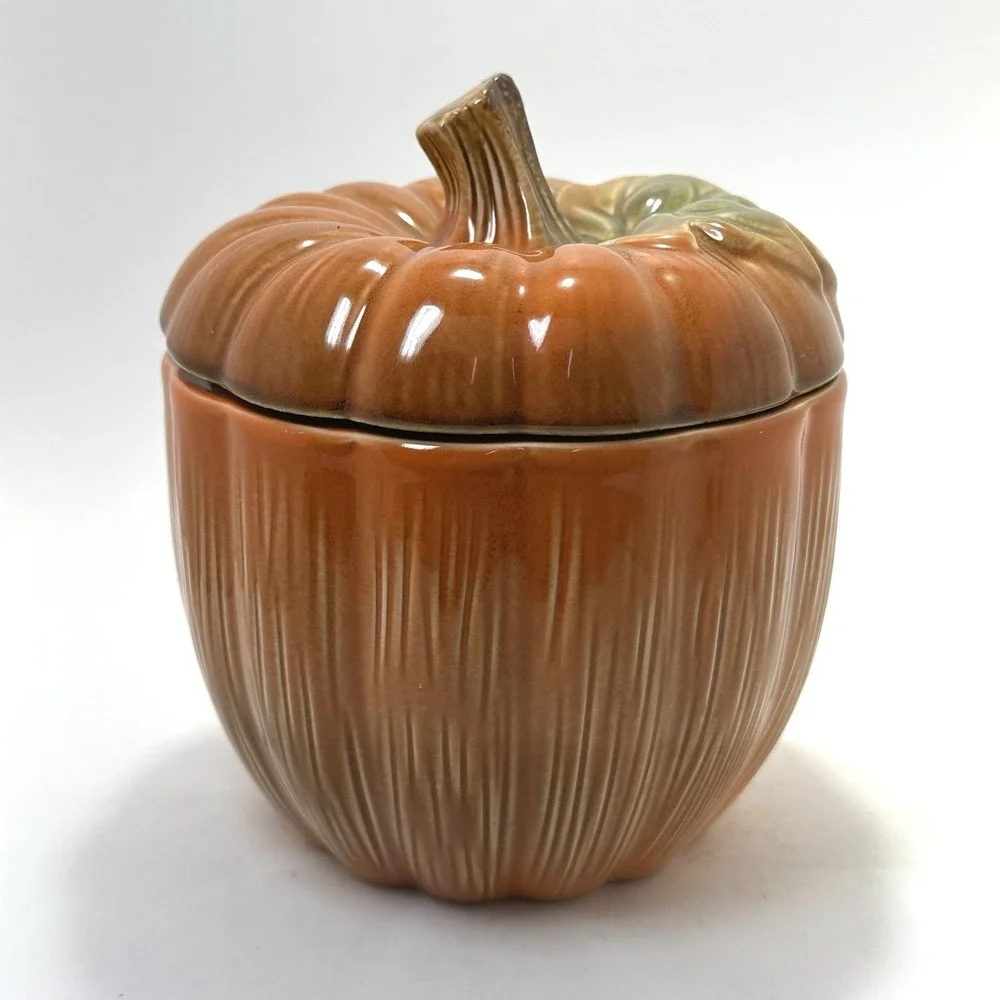 Ceramic Pumpkin Jar‎ w/ Lid & Seal | 6.5